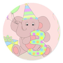 3rd Birthday Elephant Sticker for Girls by pooja1008 3rd Birthday Elephant Sticker for Girls