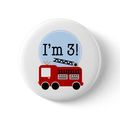 3rd Birthday Firetruck Buttons by printcreekstudio