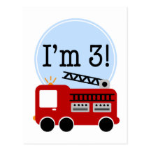 3rd Birthday Firetruck Postcards