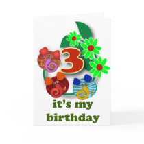 3rd birthday gifts: 3 cute elephants greeting cards