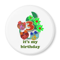 3rd birthday gifts: 3 cute elephants magnets