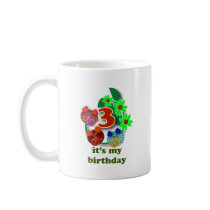 3rd birthday gifts: 3 cute elephants coffee mugs