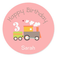 3rd Birthday (Girl) Cupcake Toppers/Stickers