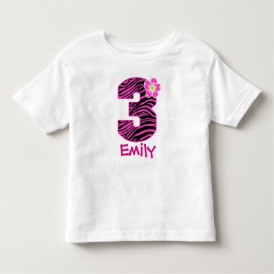 3rd Birthday Girl Hot Pink & Black Zebra pattern Tshirts