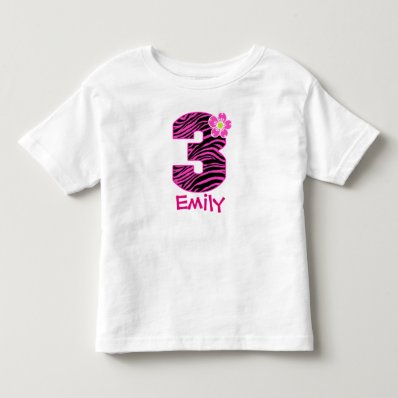 3rd Birthday Girl Hot Pink & Black Zebra pattern Tshirts
