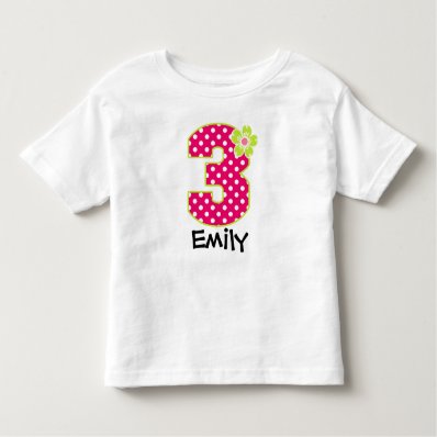 3rd Birthday Girl Hot Pink & Green Dots Shirts