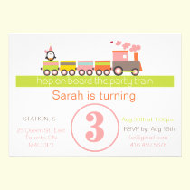 3rd Birthday (Girl) Train Invitation invitations