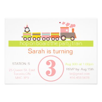 3rd Birthday (Girl) Train Invitation