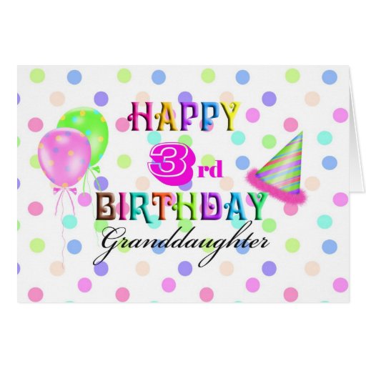 3rd Birthday Granddaughter Greeting Card Zazzle