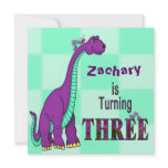 3RD BIRTHDAY - INVITATION - DINOSAUR - PURPLE