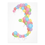 3rd Birthday Party Balloons Custom Invite invitations