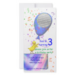 3rd Birthday Party Chicken Invite Blue Balloon photo cards