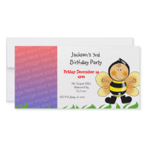 3rd birthday party invitations ( bee costume ) photo card