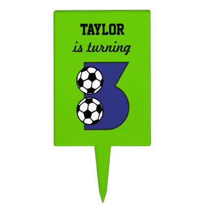 3rd Birthday Party Soccer in Green Rectangle Cake Topper