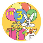 3rd Birthday Rabbit Round Stickers