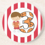 3rd Birthday Red and White Basketball Player v2 Beverage Coaster