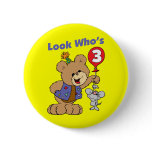 3rd Birthday Teddy Bear Pinback Buttons