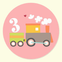 3rd Birthday Train Sticker/Cupcake Topper stickers