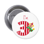 3rd Birthday Waving Circus Clown Button