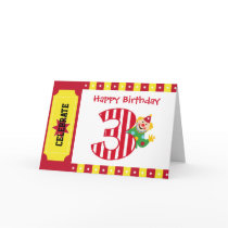 3rd Birthday Waving Circus Clown Card