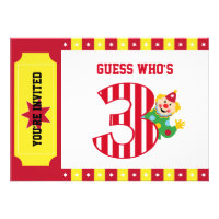 3rd Birthday Waving Circus Clown Invitation