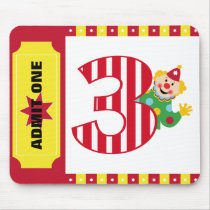 3rd Birthday Waving Circus Clown Mousepad