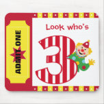 3rd Birthday Waving Circus Clown Mousepad