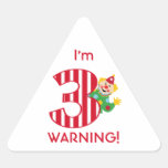 3rd Birthday Waving Circus Clown Round Stickers