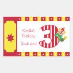 3rd Birthday Waving Circus Clown Stickers