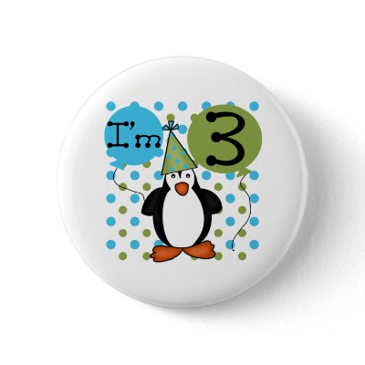 3rd Penguin Birthday Buttons by kids_birthdays