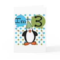 3rd Penguin Birthday Tshirts and Gifts Greeting Card