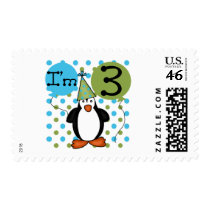 3rd Penguin Birthday Tshirts and Gifts Postage Stamps