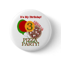 3rd Pizza Party Birthday Tshirts and Gifts Pins