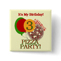 3rd Pizza Party Birthday Tshirts and Gifts Pin