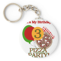 3rd Pizza Party Birthday Tshirts and Gifts Key Chain