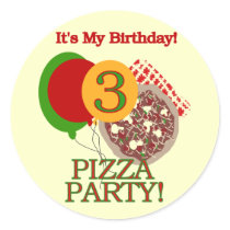 3rd Pizza Party Birthday Tshirts and Gifts Sticker