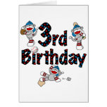 3rd Sock Monkey Baseball Birthday Greeting Cards