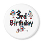 3rd Sock Monkey Baseball Birthday magnets