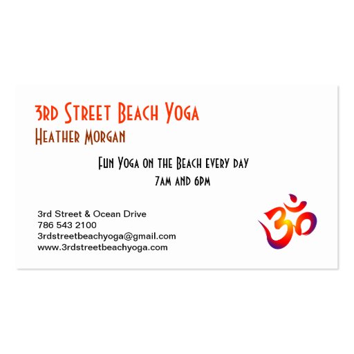 3rd Street Beach Yoga Business Cards (front side)