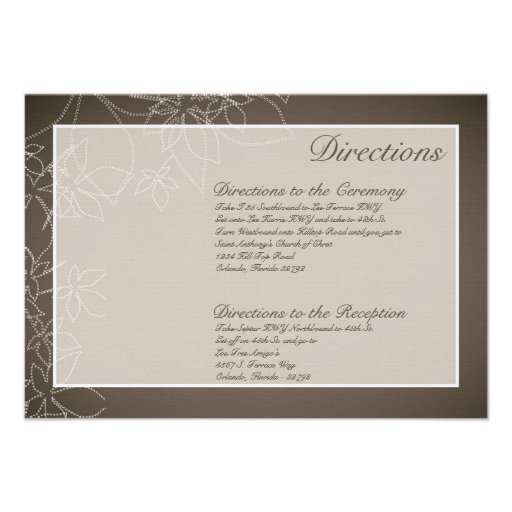 3x5 Directions Card Autumn Floral Fall Leaves Gray Personalized Invitation