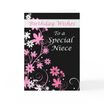 4084 Niece Birthday Wishes Pink and Black Card