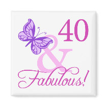 40 And Fabulous Birthday Gifts (Plum) Fridge Magnets