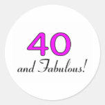 40 And Fabulous Pink Round Sticker