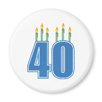 40 Birthday Candles (Blue / Green) Magnets