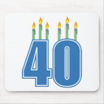 40 Birthday Candles (Blue / Green) Mousepad