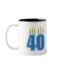 40 Birthday Candles (Blue / Green) mugs by LushLaundry 40 Birthday Candles (Blue / Green) mugs