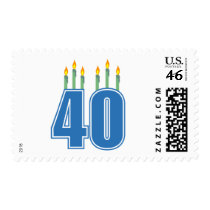 40 Birthday Candles (Blue / Green) postage