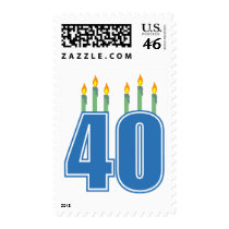 40 Birthday Candles (Blue / Green) postage