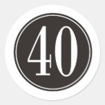 #40 Black Circle Round Sticker