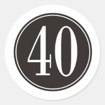 #40 Black Circle Round Sticker